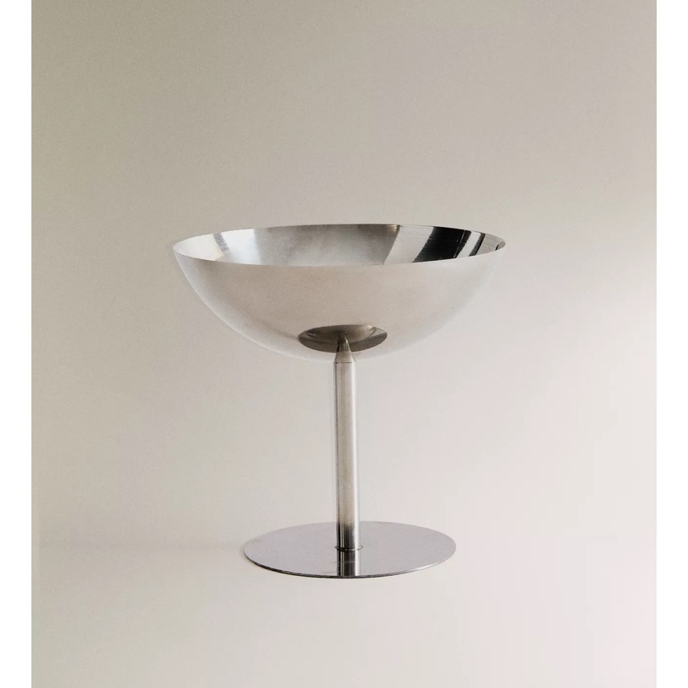 NEW Zara Home Elegant Shiny Metal Wine Glass Set of 2
